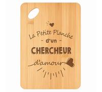 Planche à découper Chercheur d'amour - Plateau Apéro en Bambou Cadeau Gravé Collègue Homme Métier Cuisine Barbecue