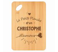Planche à découper Christophe d'amour - Plateau Apéro en Bambou Cadeau Gravé pour Homme Cuisine Barbecue