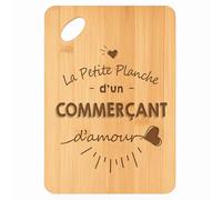 Planche à découper Commerçant d'amour - Plateau Apéro en Bambou Cadeau Gravé Collègue Homme Métier Cuisine Barbecue