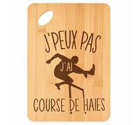 Planche à découper Course de Haies J'peux pas - Plateau Apéro en Bambou Cadeau Gravé pour Homme Femme Cuisine Barbecue