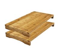 Planche à découper / Couvre-plaque - JUANIO - Lot de 2 - Bambou - 54 x 28 x 4.5 cm - Naturel