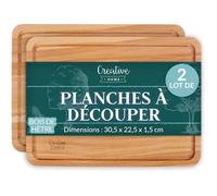 Planche à découper - CREATIVE HOME - Réversible - Bois de hêtre - 30 5 x 22 5 x 1 2 cm - Naturel