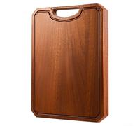 Planche à découper de cuisine en bois massif pour viande, légumes, fromage, pain avec poids équilibré et base antidérapante pour le contrôle (style rectangulaire)