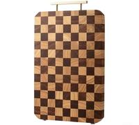 Planche à découper de cuisine en ébène et bois d'hévéa avec motif damier et caractéristiques ergonomiques pratiques (D)
