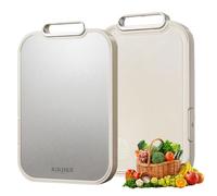 Planche à découper double face en titane pur pour cuisine, 100% titane pur et paille de blé PP, planche à découper en métal de qualité alimentaire, antidérapante, durable, facile à nettoyer