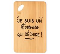 Planche à découper Ecrivain Qui Dechire - Plateau Apéro en Bambou Cadeau Original Cuisine Barbecue