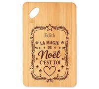 Planche à découper Edith Magie de noël Rectangle - Plateau Apéro en Bambou Cadeau Noël Gravé Collègue Cuisine Barbecue