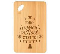 Planche à découper Edith Magie de noël Sapin - Plateau Apéro en Bambou Cadeau Noël Gravé Collègue Cuisine Barbecue