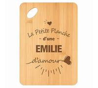 Planche à découper Emma d'Amour - Plateau Apéro en Bambou Cadeau Gravé pour Femme Cuisine Barbecue