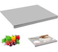 Planche à découper en acier inoxydable - 30 x 40 cm - Planche à découper - Planche à découper - Planche à pétrir - Plaque de cuisine avec bord d'arrêt - Passe au lave-vaisselle - Pour pétrir, couper