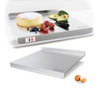 Planche à Découper en Acier Inoxydable, Double face, Protege Plan de Travail Cuisine avec bord d'arrêt, Planche à Pétrir Inox pour Pain et Pizza avec Rebord, Pour Cuisine, Bar, Restaurant (60X40cm)
