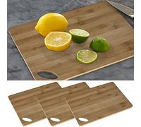 Planche à découper en bambou | 35 x 25 cm huilée avec trou de préhension | Planche en bois de cuisine (1 lot de 3 planches à découper 35 x 25 cm)