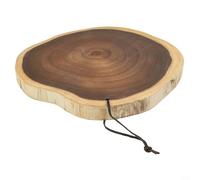Planche à découper en bois d'acacia non traité avec une seule dalle pour une manipulation sûre des fruits, des légumes et du pain (taille L, 31-37 cm)