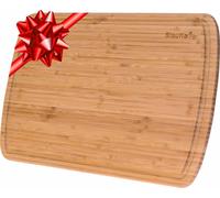 Planche à Découper en Bois de Bambou avec Rigole (Grande 45x31cm) – Planche en Bois Épaisse pour Viande Pain Fromage Légumes Apéritif