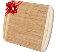 Planche à Découper en Bois en Bambou avec Rigole (Grande 37x29cm) – Planche en Bois Épaisse pour Viande Pain Fromage Légumes – Billot de Boucher