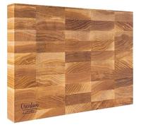 Creative Home Grande Planche a Decouper Bois | 32 x 24 x 4 cm | Planche à Découper pour la Cuisine | Grand Bloc de Bouchers Professionnels | Bois de Chêne Naturel | Double Face