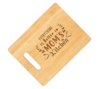 Planche à découper en bois gravée avec poignée - Planche à découper unique pour maman - Cadeau de fête des mères - Tout est meilleur dans la cuisine de maman - 28 x 21 cm - Grand bloc de boucher pour