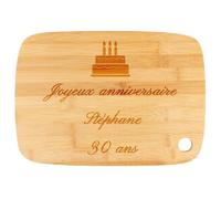 Planche à découper en Bois personnalisé avec Texte gravé - Grande Planche en Bois de Bambou - Cadeau Cuisine personnalisée Anniversaire, Noel ou fête Parents