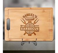 Planche à découper en bois personnalisée avec gravure - Cadeau de barbecue et de cuisine personnalisé pour papa, grand-père, mari ou lui - Idéal pour les hommes pour la fête des pères, un anniversaire