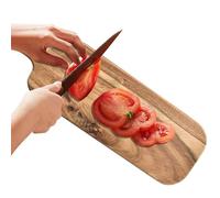 Planche à découper en bois - Plateau à découper double face avec poignée pour steak, fromage et pizza | Assiette de service ronde rustique pour cuisine, camping, cuisine de camping-car