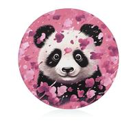 Planche à découper en coton motif panda rose, bloc à découper rond en verre trempé, planche à découper unique pour pizza, légumes, fruits, fromage et charcuterie