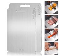 Planche à découper en titane, 2 pièces, planche à découper en acier inoxydable, multi-fonctions, planche à découper en titane pour usage alimentaire sur les deux côtés(39 * 28 cm+34 * 23 cm)