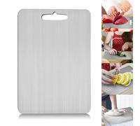 Planche à Découper en Titane - 2024 Nouvelles Planches à Découper pour la Cuisine, Planche à Découper Epaisse Double Face en Acier Inoxydable 304 Titane de Qualité Alimentaire (28 x 39 cm)