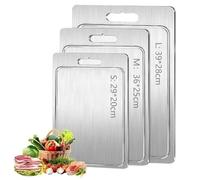 Planche à découper en titane avec rainures, double face en acier inoxydable de qualité alimentaire, planches à découper en titane pour cuisine (vendeurs Timenil, tous les autres ne sont pas autorisés
