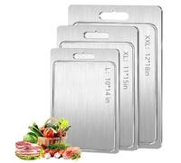 Planche à découper en titane avec rainures, planche à découper double face en acier inoxydable de qualité alimentaire, planches à découper en titane pour cuisine (vendeurs Timenil, tous les autres ne