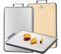 Planche à découper en titane double face en bambou pour cuisine de qualité alimentaire, planches à découper en titane pur et bambou, antiadhésives, durables et faciles à nettoyer