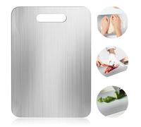 Planche à découper en titane en acier inoxydable 304 de qualité alimentaire avec poignées pour viande, fruits, légumes, passe au lave-vaisselle