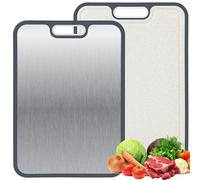 Planche à découper en titane, Nouvelle édition 2025 - Grande planche à découper double face en titane non toxique, résistante au lave-vaisselle pour viande et légumes