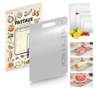 Planche à découper en titane - Planche à découper double face en acier inoxydable de qualité alimentaire, facile à nettoyer, antirouille, antidérapante (37 x 24 cm)