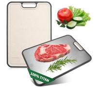 Planche à Découper en Titane, Planche à Découper Double Face pour La Cuisine, Planche a Decouper avec Rainure Presse-Ail et Fente à Jus, pour Viande, Fruits et Légumes, Passe Au Lave-Vaisselle
