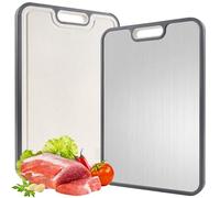 Planche à découper en titane pour cuisine, planche à découper double face de qualité alimentaire, titane pur et paille de blé PP, planche à découper pour viande/légumes, facile à nettoyer, grande