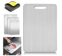 Planche a Decouper en Titane, Titanium Cutting Board, Planche à Découper en Acier Inoxydable 304 de Qualité Alimentaire, Double face, Planche à Découper en Titane pour Cuisine (34x23cm)