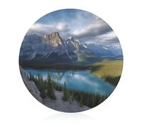 Planche à découper en verre 20,3 x 20,3 cm Banff National Park avec pieds antidérapants - Planches à découper rondes pour cuisine - Résistantes à la chaleur - Petites planches à découper pour fruits