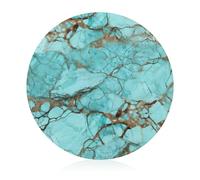 Planche à découper en verre 20,3 x 20,3 cm en marbre turquoise avec pieds antidérapants, planches à découper rondes pour cuisine, petites planches à découper résistantes à la chaleur pour fruits