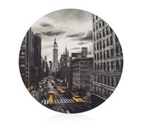 Planche à découper en verre 20,3 x 20,3 cm Love from New York avec pieds antidérapants - Planches à découper rondes pour cuisine - Résistantes à la chaleur - Petites planches à découper pour fruits