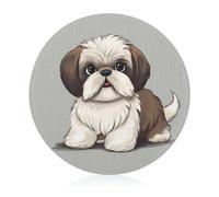 Planche à découper en verre 20,3 x 20,3 cm motif chien Shih Tzu avec pieds antidérapants - Planches à découper rondes pour cuisine - Résistantes à la chaleur - Petites planches à découper pour fruits