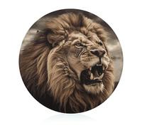 Planche à découper en verre 20,3 x 20,3 cm, motif lion en colère, planche à découper ronde avec pieds antidérapants pour cuisine, résistante à la chaleur, petites planches à découper pour fruits