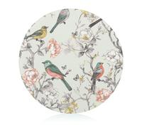 Planche à découper en verre 20,3 x 20,3 cm - Motif oiseaux et fleurs - Avec pieds antidérapants - Planches à découper rondes pour cuisine - Résistantes à la chaleur - Pour fruits, fromage, légumes