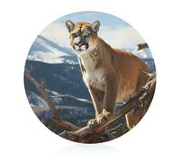 Planche à découper en verre 20,3 x 20,3 cm Panther Mountain Lion Planche à découper ronde avec pieds antidérapants pour cuisine résistante à la chaleur Petites planches à découper pour fruits, fromage