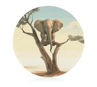 Planche à découper en verre 20,3 x 20,3 cm - Petit éléphant sur un arbre - Avec pieds antidérapants - Planches à découper rondes pour cuisine - Résistantes à la chaleur - Petites planches à découper