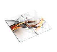 Planche à Découper en Verre 2x30x52 cm Modernité Pieds Antidérapants Contact Alimentaire Symétrique Bords Polis Avec Impression Décoration Résistant à la Chaleur - Abstraction des vagues