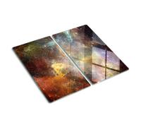 Planche à Découper en Verre 2x30x52 cm Pieds Antidérapants Symétrique Avec Impression Bords Polis Modernité Résistant à la Chaleur Contact Alimentaire Décoration - Cosmos
