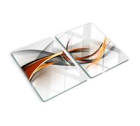 Planche à Découper en Verre 2x40x52 cm Modernité Pieds Antidérapants Contact Alimentaire Symétrique Bords Polis Avec Impression Décoration Résistant à la Chaleur - Abstraction des vagues