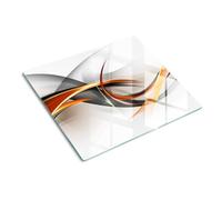 Planche à Découper en Verre 60x52 cm Modernité Pieds Antidérapants Contact Alimentaire Symétrique Bords Polis Avec Impression Décoration Résistant à la Chaleur - Abstraction des vagues