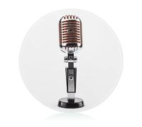 Planche à découper en verre de 20,3 x 20,3 cm avec microphone vintage avec pieds antidérapants, planches à découper rondes pour cuisine, petites planches à découper pour fruits, fromage, légumes, pain