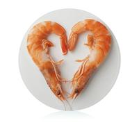 Planche à découper en verre de 20,3 x 20,3 cm, deux crevettes rouges avec pieds antidérapants, planche à découper ronde pour cuisine, résistante à la chaleur, petites planches à découper pour fruits